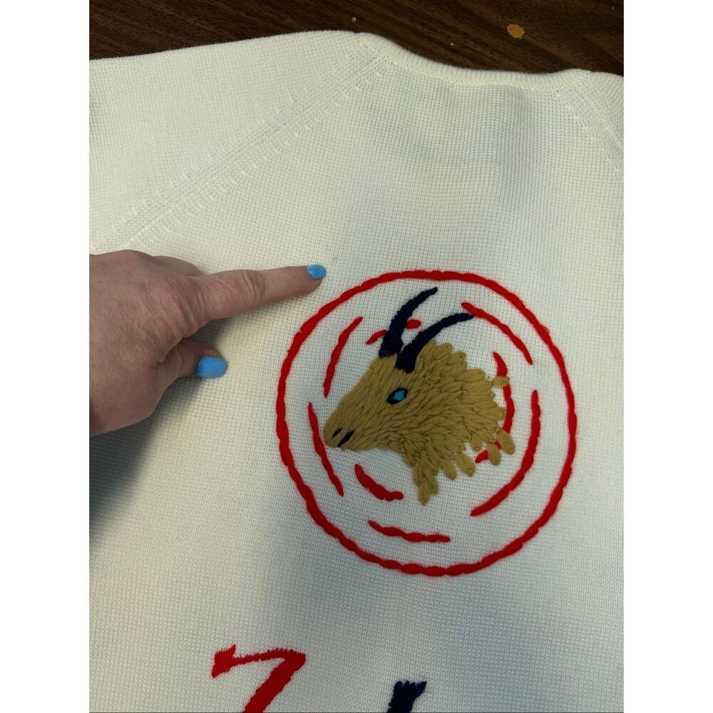 Leroy Knitwear Vintage 60’s Aries Zodiak Embroidered Sweater Women’s Size Small - Picture 13 of 16